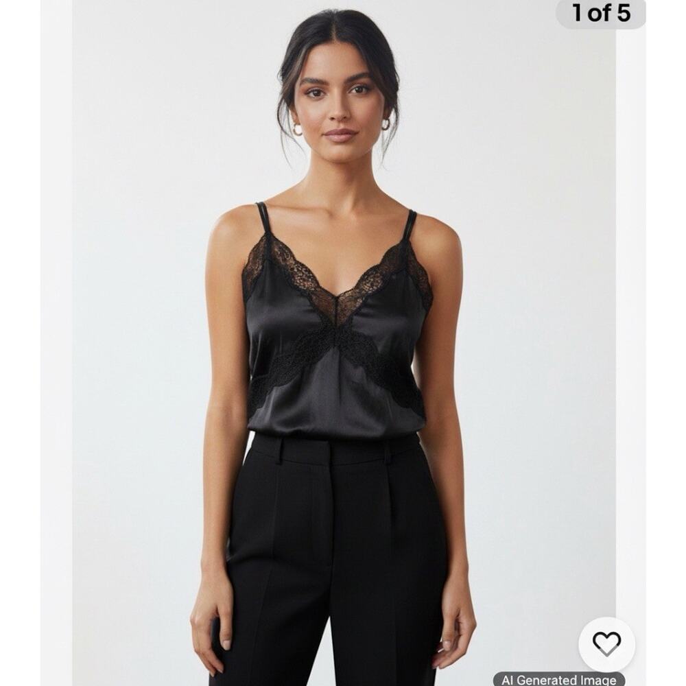 NWT Top Shop Black Slip Dress Cami Lace Y2K 90s Revival Grunge glam Date US8